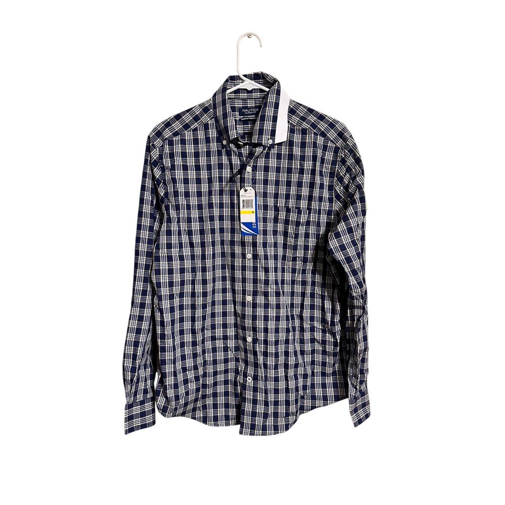 Nautica Blue Plaid Button Down Shirt Men's Size Medium NWT Classic Fit
